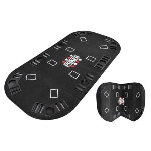 Plateau de Poker Pliable 4 Parties Rectangulaire - Noir - Tapis Poker - Jeu de Cartes et Jetons - Tapis de Poker Pliable avec Porte-Gobelets - Id&eacute;ale sur Table Basse Salon (Rubee Company, neuf)