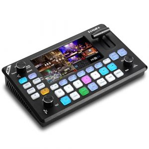FoMaKo KC602 Mélangeur Vidéo 4K 60FPS avec Écran 5.5 Pouces, 4-Canaux HDMI & USB3.0 pour Streaming Multi-Caméras, pour Youtube vMix OBS Live Streaming, Prise en Charge du Contrôleur PTZ (FoMaKo FR, neuf)