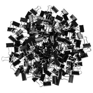 AOOSU Pinces &agrave; Double Clip, 150Pcs 15mm Pinces Noires, Pince &agrave; Documents, Pince Papier Clip Multi-fonctions Binder Clips pour Documents, Feuilles, Bureau, Maison, &Eacute;cole (Huuyo, neuf)