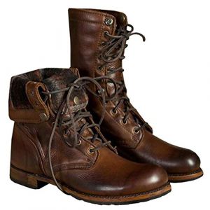 ORANDESIGNE Marron Bottes Vintage &agrave; Lacets Homme Automne Hiver Fourr&eacute;es Boots en Cuir Imperm&eacute;able Chaussures &agrave; Lacets Bottes de Moto A Marron 43 EU (Wowmart Zoo X., neuf)