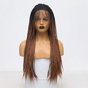 Perruques Avant Synthétiques Cheveux Longs Résistants À La Chaleur Ombre Tressée 13X4 Perruque Bicolore Gris Blond Perruque Avant Synthétique Pour Femmes, B, 22 Pouces (22 Pouces | B) (zhoushengbijie, neuf)