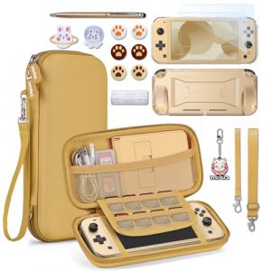 innoAura &Eacute;tui Switch Lite 18 en 1 Kit d'accessoires Switch Lite avec &Eacute;tui de transport Switch Lite, Bo&icirc;tier de jeux Switch, Protecteur d'&eacute;cran Switch Lite, Support Switch, Grips pouces Switch (Marron) (innoKit, neuf)