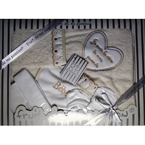 Coffret ensemble sortie de bain cape 5 pieces -cadeau naissance BGCR-RV NISSANOU (FC E-SHOP, neuf)