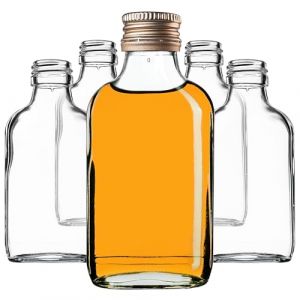 KADAX Lot de 50 flasques en verre de 100 ml avec bouchon &agrave; vis, bouteilles vides &agrave; remplir, mini bouteilles de liqueur, bouteilles d'alcool (dor&eacute;) (KADAX, neuf)