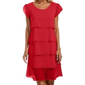 WVONIF Robe de Plage d'été pour Femme à Motif Floral avec Epaules Dénudées et Fente Avant Robes Bohème Longue pour Party Soirée Cérémonie Summer Dress ado déguisement Disco Femme (Rouge (BAULMD（90% Big Promotion Without Discount Code ）, neuf)