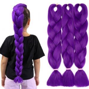 TESS 60 cm Meches pour Tresses Africaine Pourpre Meche Cheveux 100g/pi&egrave;ce Tresse Cheveux 3 Pi&egrave;ces Rajout Meches Pour Tresses Africaine (Pourpre-3paquet) (TESS Official, neuf)