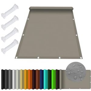 Voile d'ombrage Toile Rectangulaire 2 x 2.5 m Imperméable Protection UV 98% Balcon Paravent Bâche Polyester pour Patio Jardin Terrasse, Taupe (KOUDU Store, neuf)