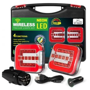 D-TECH feux arrière remorque led magnétique sans fil 12V 24V,Plaque de feux sans fil pour remorque, kit éclairage arrière feu led wifi,kit de feux arrière led remorque, Homologation ECE R10 EMC (D-TECH SHOP, neuf)