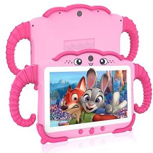 Tablette pour Enfant 7 Pouces Android Tablette Enfants avec WiFi Bluetooth ContrôLe Parental Logiciel Enfant Pré-Installé Quad Core 32Go ROM Tablette Tactile Educative Youtube Google Play (Rosered) (OKULAKU, neuf)