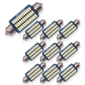 ZOMKIFA 10pcs Ampoule Led Voiture, 41mm 36 Ampoules LED de voiture, Ampoules LED blanche, 12V 3W Ampoules Plaque Immatriculation pour voiture D&ocirc;me Carte Coffre Lumi&egrave;re de courtoisie (qinshaojie, neuf)