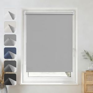 Grandekor Store Enrouleur Occultant sans Per&ccedil;age Installation Facile 100% Opaque Protection Thermique Solaire pour Fen&ecirc;tre Porte, 80l x 180 cm, Gris Clair (Grandekor EU, neuf)