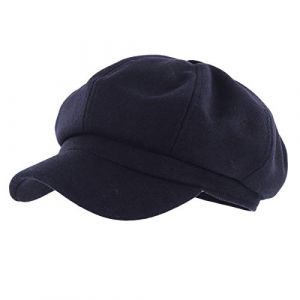 Gisdanchz Casquette Gavroche Femme Bleu Marin Beret Casquettes Laine Bonnet Hiver Newsboy Chapeau B&eacute;ret Cabbie Bleu Marin (GroupFive, neuf)