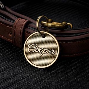 M&eacute;daille d'identit&eacute; Personnalis&eacute;e en Laiton pour animaux de compagnie, Plaques d'Identification Grav&eacute;es pour Chien et Chat, Cadeaux pour Animaux de Compagnie (Custom Name) (Jaja gifts, neuf)