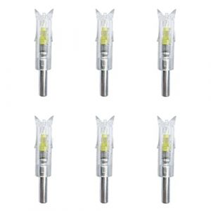 SHARROW Encoche de Flèche Lumineuses Éclairé LED Lighted Nocks Flèche Arbalète Nock Automatiquement ID 0.297"-0.302" Encoche pour Les Flèches de l'arbalète (Jaune, 6pcs) (AME Archery Shop, neuf)