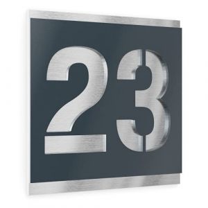 Graviers Design Plaque Numéro de Maison | Chiffres personnalisables | 380 x 380 mm Gris Anthracite RAL 7016 | Acier inoxydable | Fabriqué en Allemagne (Graviers GmbH, neuf)