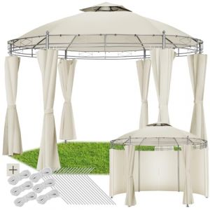 tectake&reg; Tonnelle de Jardin autoportante Pavillon 3,5x3,5m en Acier &eacute;poxy Tente de r&eacute;ception, 6 Rideaux de Tonnelle, Imperm&eacute;able, Tonnelle terrasse Exterieur (Made4Home SAS, neuf)