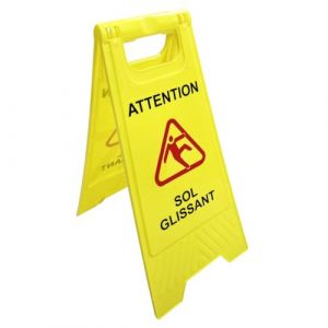 Panneau "ATTENTION SOL GLISSANT" de couleur jaune, 60 cm x 29 cm, Lot de 1 (Sec-HD, neuf)