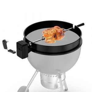 onlyfire Kit de Brochettes Rotisserie avec Moteur DC et Adaptateur, Set de Tournebroche pour Weber Kettle 57cm et Autres Mod&egrave;les de Taille Similaire, avec 2 Aiguilles &agrave; Viande pour Poulet (Onlyfire Store, neuf)