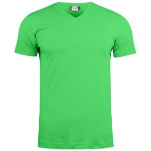 noTrash2003 T-shirt Clique Basic à manches courtes pour homme - Col en V - Manches courtes - Coupe ajustée - Bande de propreté à l'arrière - Avec élasthanne - 145 g/m² - Certifié Oeko-Tex, vert pomme, (notrash2003, neuf)