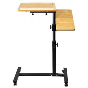 Table de Lit a Roulette Médical,Table d'ordinateur avec roulettes, Petite Table de Chevet sur roulettes, Table de canapé pour Salon,Table d'Appoint en Forme de C, 70 * 44 * 95cm (Couleur Bois) (Hechheu, neuf)