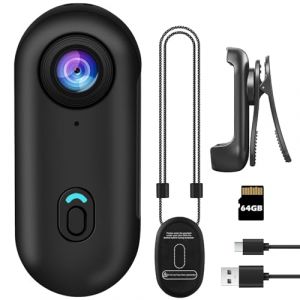 bayehngs Mini caméra d'action avec pouce, petite caméra portable, caméra de vlogging portable, caméscope POV mains libres pour casque pour vélo, moto (ensemble simple avec carte 64 Go) (xianlindianshang, neuf)