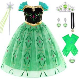 Cnexmin Filles Princesse Elsa Costume Anna Reine Des Neiges Robe De Princesse Anna Avec Accessoires Elsa Robe Filles Cosplay Robes Carnaval Anniversaire NoëL Halloween FêTe,N-150cm (TOP BENEFIT LIMITED, neuf)