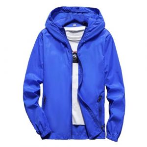 Coupe Vent homme Impermeable Veste Coupe Vent De Pluie Avec Capuche L&eacute;g&egrave;re S&eacute;chage Rapide Couleur Unie L&eacute;ger Manteau de Pluie Sport Montagne Fermeture &eacute;clair Fine Respirant Veste Pour Les Voyages (qieycgd, neuf)