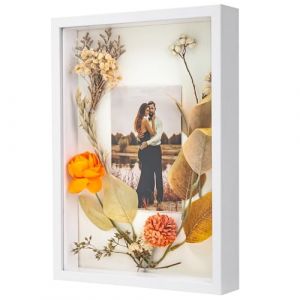 WISYOK Cadre 3D A4, 3cm Profondeur, Photo Carr&eacute; Vitrine, Objets de D&eacute;coration pour Fleurs et Souvenirs - 31x22,5x4,5 cm (Blanc) (WISYOK STORE, neuf)