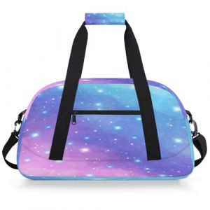 Mexpekil Sac de sport de voyage pour filles et gar&ccedil;ons, sac &agrave; main &eacute;tanche pour le sport, la danse, l'&eacute;cole, Galaxie bleue et violette (LIFEYI, neuf)