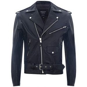 Infinity Leather Blouson Motard Brando en Cuir Noir pour Homme Blouson en Peau de Vache Rétro Rock M (Infinity Leather Collection, neuf)