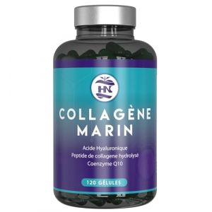 Collagene Marin 744mg par portion - 120 Gélules Naturelles - Collagène Marin Pur Type 1 pour Peau, Cheveux et Ongles, collagene hydrolisé avec Acide Hyaluronique, Vitamine C, Coenzyme Q10 et Zinc (HN - Healthy Nutrition, neuf)