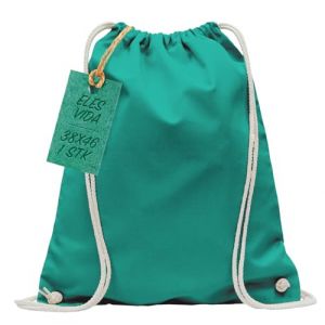 ELES VIDA Sacs de Gym en Coton Naturel, Sac de Sport Sac à Dos en Tissu Sac en Toile Sac en Toile de Jute certifié Oeko-Tex (Vert Mai, 38x46cm) (snowcommerce GmbH, neuf)