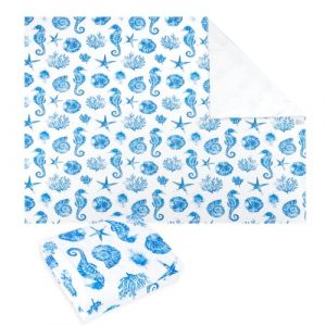 FLYISH DIRECT Protège Matelas Imperméable, Alèse Imperméable Enfant Apprentissage de la Propreté, Lit d'apprentissage de la propreté Lavable, 87x193 cm/34x76 in, Hippocampes (Flyish Direct EU, neuf)