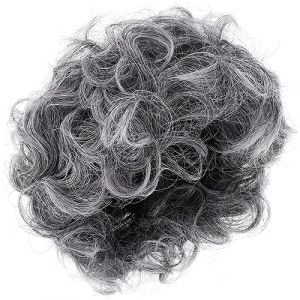 minkissy Postiche De Grand-m&egrave;re Boucl&eacute;e Grise Pour Femme Et Fille, Accessoire De Costume Cosplay Pour Spectacle Et F&ecirc;te, Postiche Unique (Master Self, neuf)