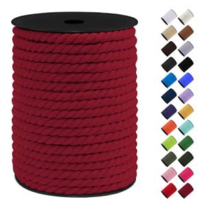 LEREATI Corde Macramé 8mm, 40m Fil Macramé Ficelle Corde Cordon Coton Naturelle, Grosse Corde Douce pour DIY, Porte Plante Mural, Jardin Décoration, Artisanat (Rouge Vin) (LEREATI, neuf)