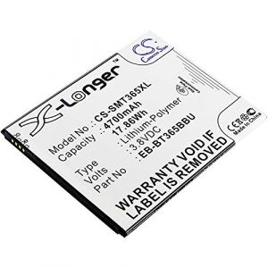 CS-SMT365XL Batterie 4700mAh Compatible avec [Samsung] Galaxy Tab Active, Galaxy Tab Active 2, 2 8.0, 8.0 LTE, TD-LTE, WiFi, 4G, 4G LTE, WiFi, M-T395C, SM-T360, SM-T360NNGAXAR, SM-T360UD, SM-T365, SM (Techtek gmbh, neuf)