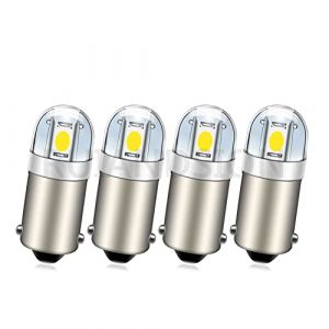 Ruiandsion Lot de 4 BA9S ampoules LED BA9 1895 1891 Blanc 12V LED 3030 2SMD Chipsets Ampoules LED de rechange pour intérieur de voiture, plafonnier, carte, plaque d'immatriculation, boîte à gants (Ruiandsion, neuf)