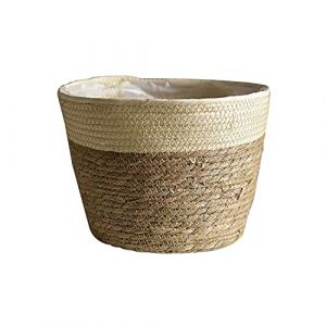Koomuao Pot de Paille Panier à Plantes Tressé Panier de Rangement pour Pots de Fleurs Jonc de Mer Panier de Jardinière pour Plantes Succulentes Décoration Intérieure ou Extérieure (Beige, Grande) (Koomiao, neuf)