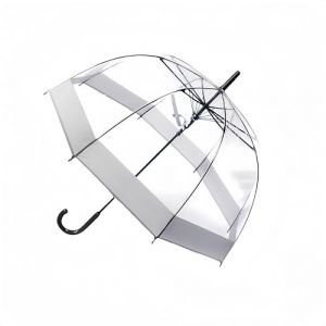 Grand parapluie transparent, imperméable et coupe-vent pour mariage, remise de diplôme et événements en plein air - Poignée automatique, Bordure grise (VICOPICO, neuf)