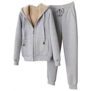 Ensemble Jogging Femme 2 pièces Survêtement Combinaison de Sport Veste d'hiver Sweat à Capuche Zippé et Pantalon de Jogging, Combinaison de Jogging en Polaire Ensemble doublée de Fourrure (⭐⭐⭐⭐⭐AEGJEGVD⭐⭐⭐⭐⭐, neuf)