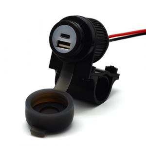 Cliff Top Chargeur USB 36 W PD USB-C et QC 3.0 pour Guidon de Moto, avec Interrupteur d'alimentation magnétique, Double Port, très résistant, étanche pour Guidon de 2,2 cm et 2,5 cm (CT-Accessory, neuf)