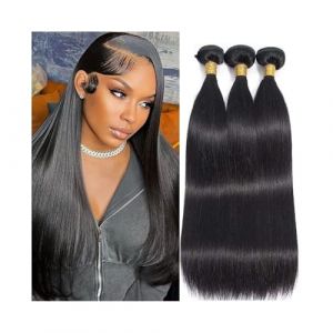 Extensions de Cheveux Tissages de cheveux br&eacute;siliens Remy lisses, couleur naturelle, 25 &agrave; 80 cm Extension de Queue(8 10 12 14) (longlongshangmaohang, neuf)