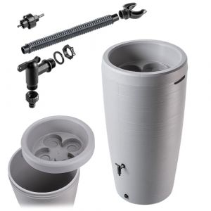 KADAX Récupérateur d'eau de Pluie avec bac à Plantes intégré dans Le Couvercle - 240 l - en Plastique - Réservoir d'eau de Pluie avec Robinet - Résistant au Gel - Gris Clair (KADAX, neuf)