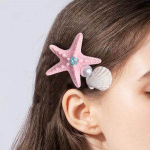 TseenYi Clip à cheveux de la coquille d'étoile de mer Coupe d'étoile de la mer Pearl Grande épingle à cheveux rose étoile de mer Clips de barrette de cheveux de coiffure étoile de perle vintage (TseenYi, neuf)
