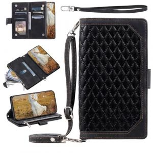 MBSLFY Coque pour Sony Xperia XA1, Etui en Cuir PU Portefeuille Flip Housse avec Sangle réglable, avec 6 Fentes de Cartes Fonction Support, Anti-Choc Case Cover, Noir (Haoyulu, neuf)
