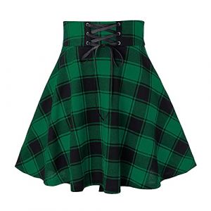 ADOSSAC Mini Jupe Femme Pliss&eacute;e Ecossais El&eacute;gant Femme Fille Jupe Ecossaise Taille Haute Ecoli&egrave;re Uniforme Ecole Costume Jupe Pliss&eacute;e D&eacute;guisment Ecoli&egrave;re Jupe &agrave; Carreaux Plaid Jupe Sport &Eacute;tudiante (VPQILH, neuf)
