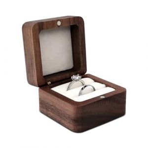 WisePoint Boite a Bijoux Bois, Double Fente Boite Bague de Fiançailles, Porte Alliance de Mariage Carrée, Élégant Vintage Boîte de Support de Bague de Mariage(Blanc) (WisePoint, neuf)