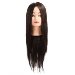 Tête de mannequin, tête de mannequin de coiffure, tête en fibre synthétique, cheveux synthétiques haute température, pour tressage, convient au coiffeur, 24,8 pouces (noir) ﻿ (Zippowolf, neuf)