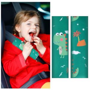 2 Pcs Coussin Epaulettes Ceinture De Sécurité Enfant Protege, Voiture Ceinture de Sécurité Coussinets d'Epaule Protection Ceinture Voiture Amovible et Doux, Adorable Dinosaur Seatbelt Covers (Fukuhaza, neuf)