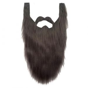 ISAKEN Moustache simulée, longue moustache, fausse barbe, costume de fausse barbe, imitation longue barbe, pour Noël et Halloween (Qpolly, neuf)